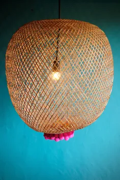 Bamboogie Basket Lampshade Sphere Large- Fuchsia Merlot Pom Pom |  کاساکاریما