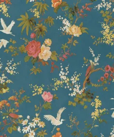 پرندگان پرنعمت رویایی و تصاویر پس زمینه گل با رنگ آبی توسط Walls Republic