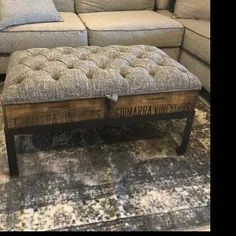 Tufted Ottoman with Vintage Crates Storage The 3 ZORIA Crate |  اتسی