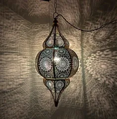 چراغ آویز سقفی آویز فلزی هند لامپ مراکشی |  اتسی