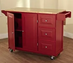 کابینت ذخیره سازی نورد جزیره سبد آشپزخانه قرمز قفسه ادویه قابل حمل چوبی