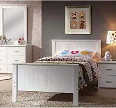 تختخواب دو نفره یک نفره در تخت دوقلو ساخته شده از چوب سفید با تخته سنگ مبلمان اتاق خواب HB / FB بهار مورد نیاز نیست