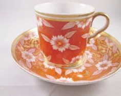 1950s English Bone China Demitasse Cup / Motive Floral Saucer |  اتسی