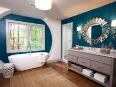 ایده های تزئین حمام سفید آبی