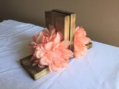 Flower Bookends Wood Nursery Pink Floral Book Shelf Little |  اتسی