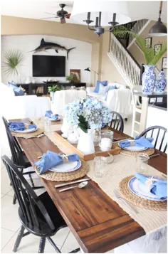 میز آشپزخانه آبی و سفید
