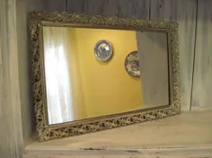 سینی آینه غرور مستطیلی مستطیلی رنگ طلایی روستایی |  اتسی