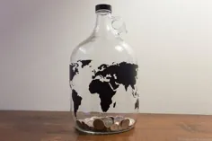 نقشه جهانی صندوق مسافرتی Money Jar Travel 1 کوزه شیشه ای گالن با |  اتسی