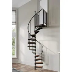 Mylen STAIRS Reroute Prime Interior 42in قطر ، متناسب با ارتفاع 85in - 95in ، 1 36in Tall Platform Rail Spiral Staircase Staircase-EC42P09A001 - انبار خانه