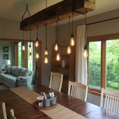 چراغ روشنایی پرتو چوبی Rustic Reclaimed w / Brackets.  روشنایی چوبی انبار خانه به سبک دست ساز