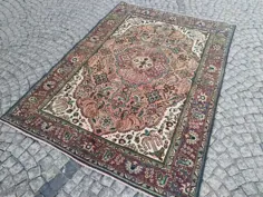 فرش بزرگ صورتی صورتی 6.6x9.2 ftlarge rugvintage ایرانی |  اتسی