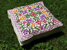بالش کف روکش کوسن کف "Kashmiri Flower" - بالشتک تزئینی |  کوسن مراقبه - بوف کف بوف |  صندلی های کف |  فقط جلد