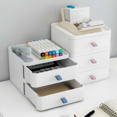 Stackable Plastic Desk Organizer ذخیره سازی کابینت کشو لوازم آرایشی لوازم آرایشی لوازم التحریر اسباب بازی لوازم جانبی دفتر لوازم جانبی دفتر قفسه پرونده | سینی پرونده |  - AliExpress