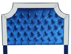 روتختی رومیزی Blue Velvet Tufted Headboard و روکش دار آینه ای Headboard with آیینه ای آبی مخملی تیبلی Royal Blue Velvet