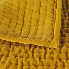 Cubrecamas amarillo mostaza de piqué de terciopelo 240 × 260 سانتی متر |  Maisons du Monde