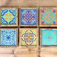 رنگ سفارشی دیوار کاشی مراکشی - نشانه چوبی به سبک مراکشی - 9.5 "x 9.5"