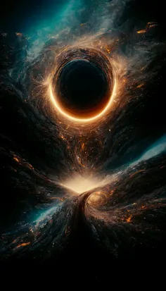سیاهچاله ای که نور را خم می کند، تصویر زمینه ایجاد شده توسط هوش مصنوعی