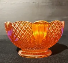 کاسه پایه شیشه ای کارناوال توسط رنگین کمانی هلو پرتقال Sowerby |  اتسی