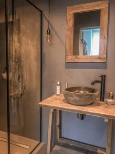 Rustic Vanity Unit - واحد سینک ظرفشویی حمام چوبی - استند شستشوی چوبی اصلاح شده.