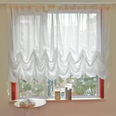 Shabby Chic Ivory یا White Pull-up Curtain Fixed Valance |  اتسی