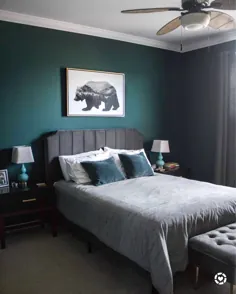 طراحی اتاق خواب سبز تیره و بی روح