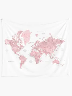 نقشه جهان با رنگ صورتی روشن و خاموش صورتی با شهرهای ملیله توسط blursbyai