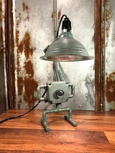 چراغ میز کار صنعتی Rustic چراغ سبز چراغ Steampunk |  اتسی