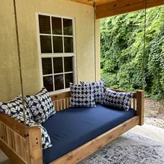 کوسن سفارشی Sunbrella Daybed - تشک تختخواب - دکوراسیون مزرعه - تاب تاب / گلایدر / تخت تاب - پارچه در فضای باز - روکش 52 "x 28" x 8 "