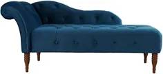 Jennifer Taylor Home Elise Tufted Roll Arm Chaise Lounge، Satin Teal Blue