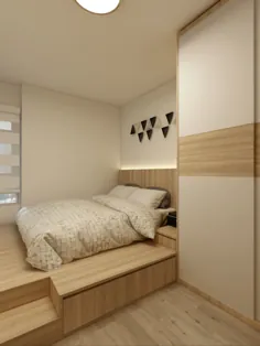 تختخواب پلت فرم با طرح کمد کشویی |  Treelodge @ Punggol HDB
