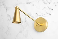 Brass Cone Sconce Wall Sconce Light Swing Arm Sconce Art |  اتسی
