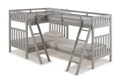 Aurora Twin Over Twin Bunk Bed with Extension Quad-Bunk، Dove Grey - Walmart.com