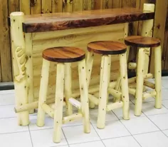 Rustic White Cedar Log Indoor Mobilies: مبلمان روستاتیک