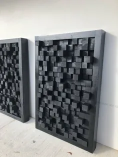 پخش کننده صدای هنری چوبی مشکی آویز تابلوی صوتی استودیو آکوستیک تضعیف صدا پیکسل درمان ساخته شده با کالیفرنیا Redwood