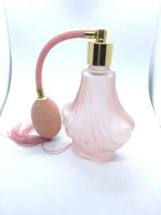 بطری عطر شیشه ای Mid Century Pink Satin with Atomizer Pink |  اتسی