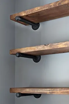 قفسه شناور چوبی با براکت.  Rustic Modern Farmhouse |  اتسی