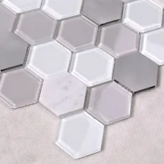 کاشی موزاییک آلیاژ آلومینیوم و مخلوط شیشه ای شش ضلعی