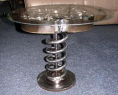 میز انتهایی فلزی اسپیرال مدرن جوش داده شده با شیشه گرد |  اتسی