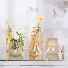 2.4 دلار 51 OFF تخفیف | تزئینی گلدان کوچک شیشه زرد ساده نوردیک شیشه ای شیشه ای شفاف اتاق نشیمن تزئین گلدان خشک | گلدان |  - AliExpress