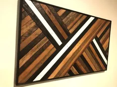 احیا شده Wood Wall Art چوب موزیاک الگوی انتزاعی |  اتسی