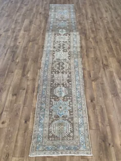 فرش LAYLA 3x15 - فرش آنتیک ایرانی Heriz Serapi Runner - 100 ساله - پارچه ای و پشمی