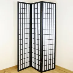 صفحه نمایش حریم خصوصی تاشو سیاه و سفید 3 صفحه Shoji / تقسیم اتاق چوبی ژاپنی 5051990996861 |  eBay