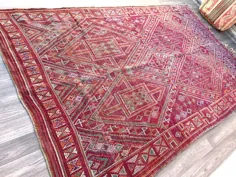 فرش عتیقه مراکشی 6x9 ft دستباف پشم فرش قدیمی مراکش |  اتسی