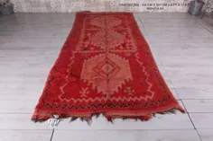 فرش قرمز بزرگ مراکشی 5 FT X 11.3 FT فرش بربر پرنعمت |  اتسی