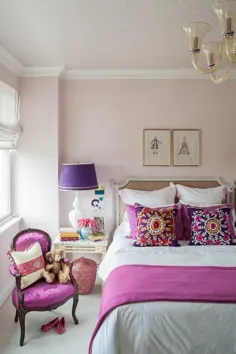 اتاق دختران صورتی و بنفش با تختخواب ناخن گل برجسته فرانسوی - معاصر - اتاق خواب