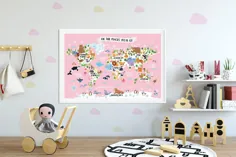 پوستر نقشه جهان کودکان و نوجوانان دکور مهد کودک Playroom wall art |  اتسی