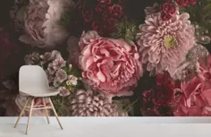 Fototapete Überdimensionale Düstere Blumen تصویری در Dunklen Rosatönen |  هوویا DE