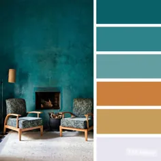 بهترین طرح های رنگی اتاق نشیمن - سبز و مایل به سفال