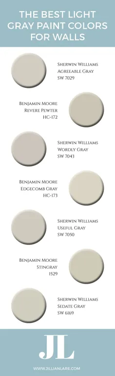بهترین رنگ های خاکستری روشن برای دیوارها • طراح داخلی Des Moines Jillian Lare