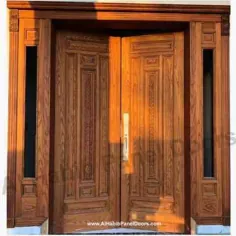 طرح درب اصلی چوب کاج زرد با کنده کاری Hpd576 - درب های اصلی - درب های پنل آل حبیب